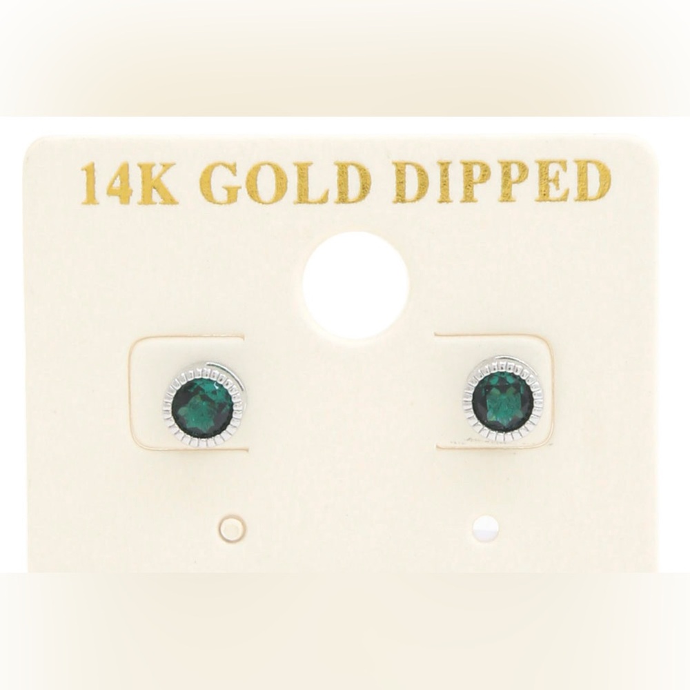 14k gold dipped cz round earrings
